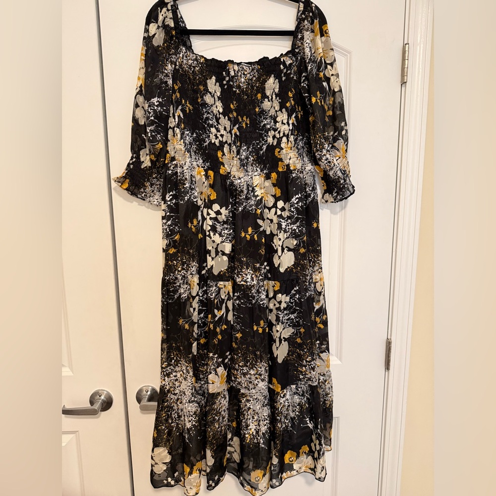 Floral Black and Yellow Women's Dress